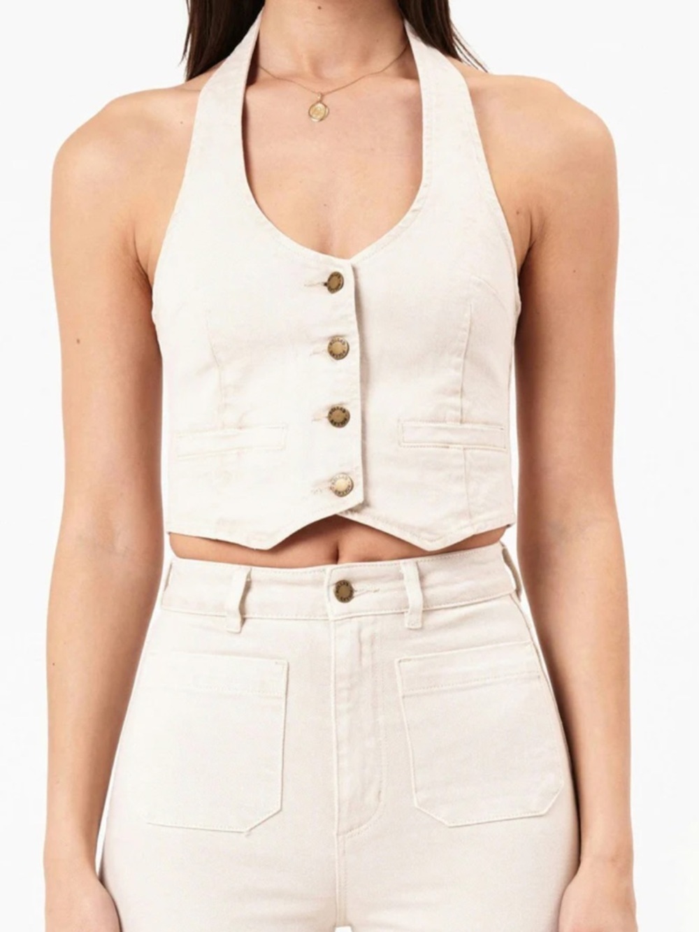 Rolla’s The Halter Cotton Off White Denim Vest. Size M. Retail $129